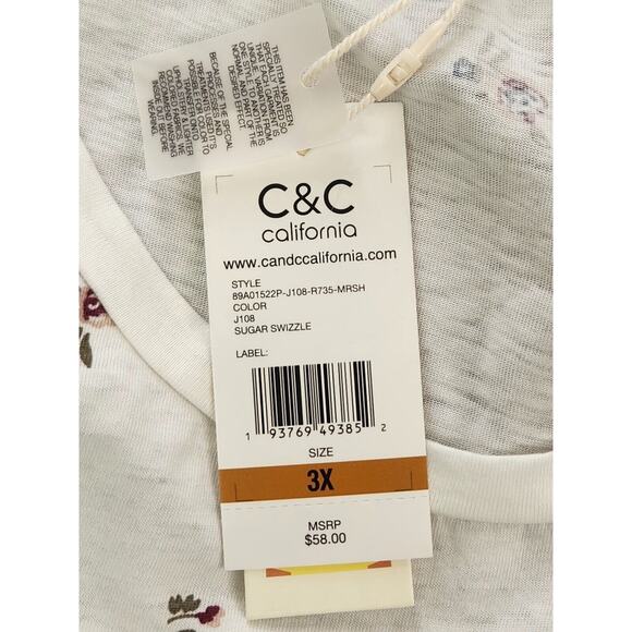C&C California Tee Size 3X Short Sleeves Ditsy Floral - Picture 9 of 12